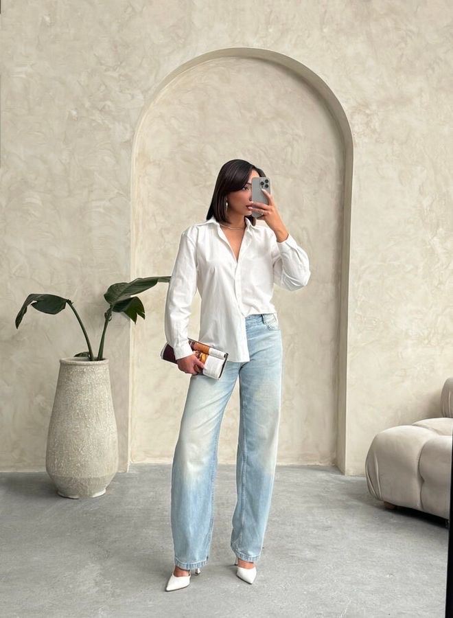 Witte blouse met kanten rug witte blouse