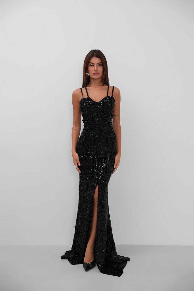 Zwarte jurk met pailletten zwarte jurk